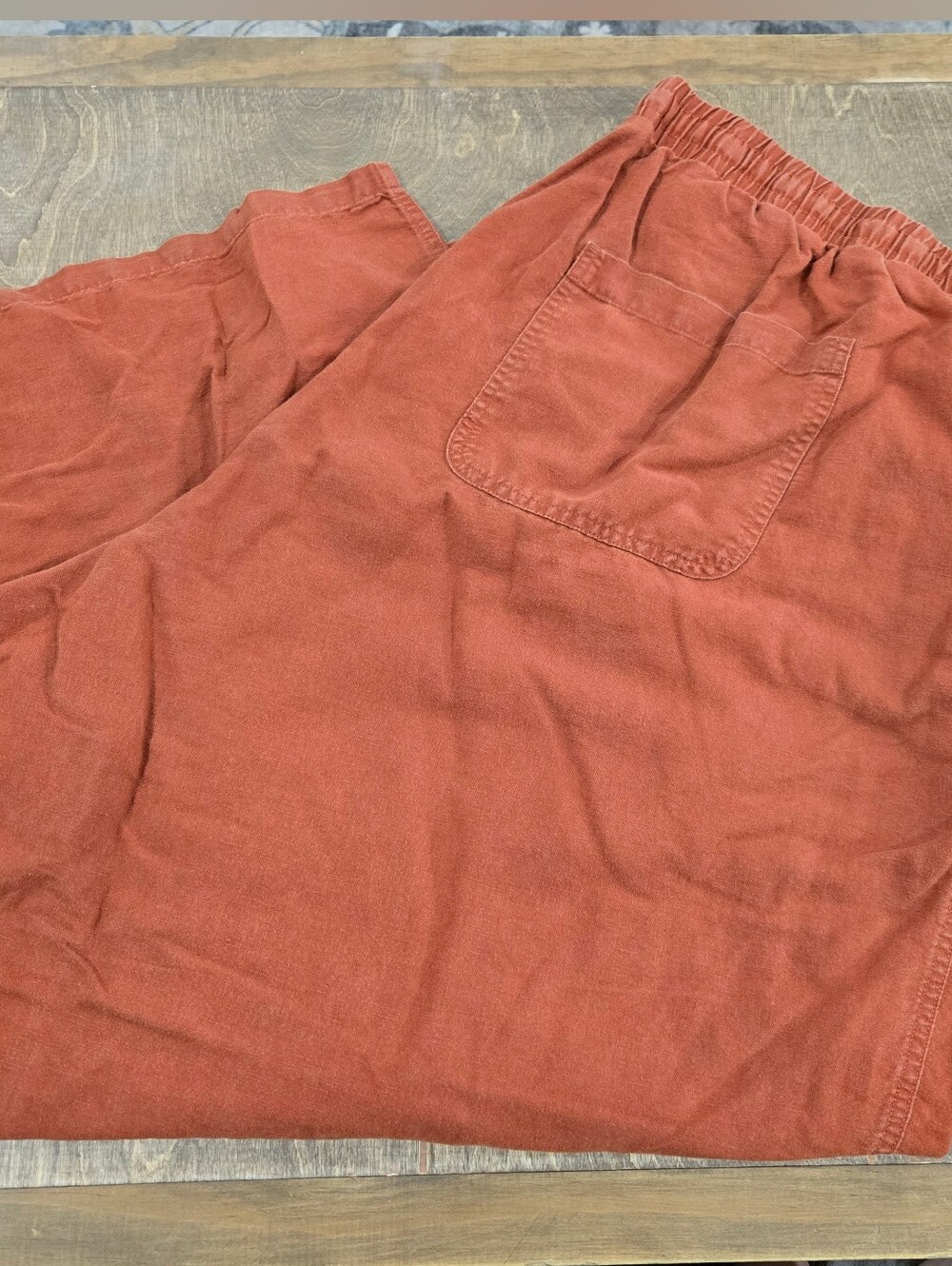 Amazon Essentials Womens Wide Leg Linen Pants in Rust Size 5x Pockets Drawstring